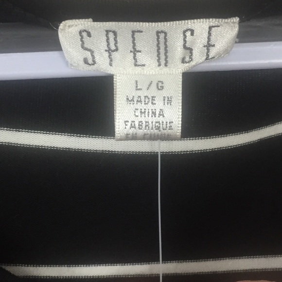 NWT Spense SzL Black White Striped Blouse - Picture 4 of 4